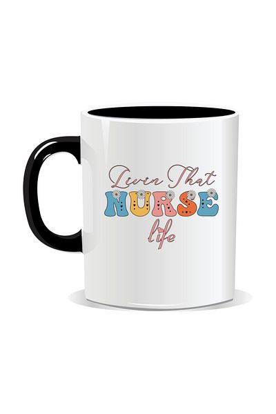 OEM Personalized mug for nurses, Livin' that nurse life - Black interior