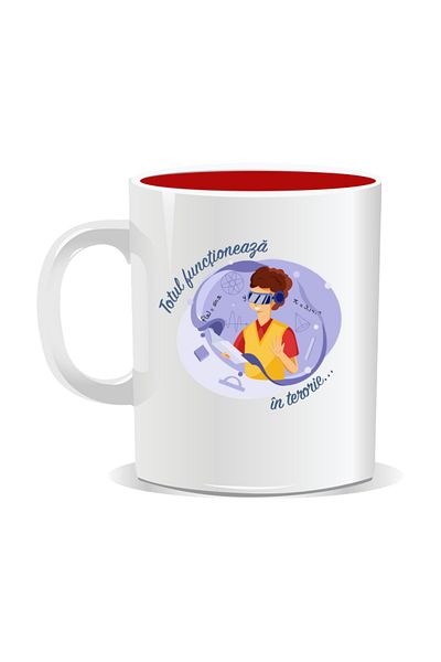 OEM Personalized mug with messages for engineers, Everything works...in theory - Red interior