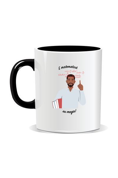 OEM Personalized mug with messages for engineers, It's math not magic - Black interior