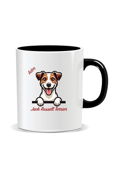 OEM Personalized mug with messages for dog lovers, I love Jack Russel Terrier - Black interior