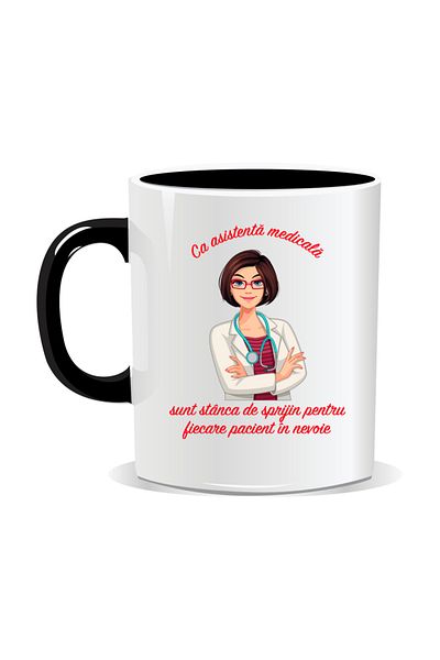 OEM Personalized mug for nurses, Rock of support - Black interior