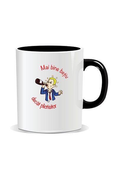 OEM Personalized mug with message for stylish drinkers, Better drunk than boring - Black interior