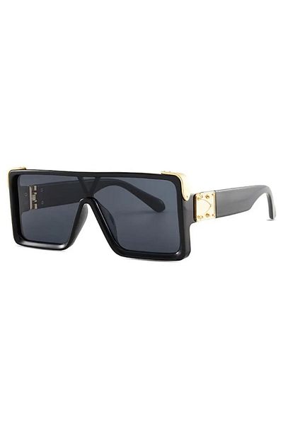 Tessero Ochelari de soare Shield Square Oversize, unisex, protecție UV400, model cu o singură lentilă, negri