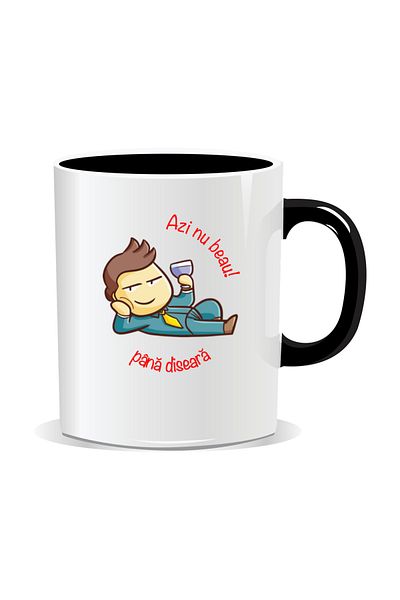 OEM Personalized mug with message for stylish drinkers, Today I won't drink until tonight - Black interior