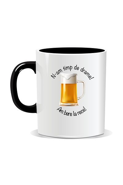 OEM Personalized mug with message for stylish drinkers, I don't have time for drama - Black interior