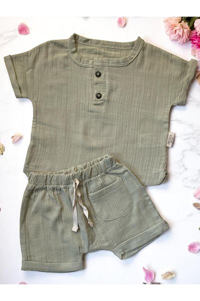 Necix's Altıntaş Baby Soft and Breathable Muslin Double Set for Baby Boys