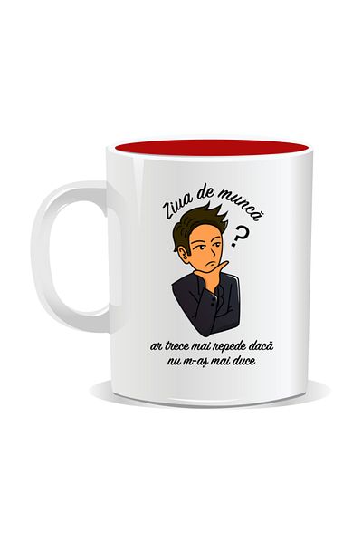 OEM Personalized mug with funny message, The workday would go by faster - Red interior