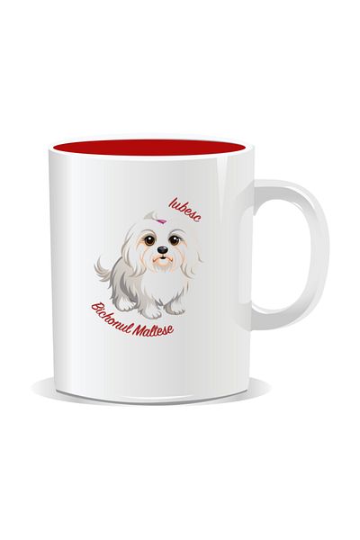 OEM Personalized mug with messages for dog lovers, I love Maltese Bichon - Red interior