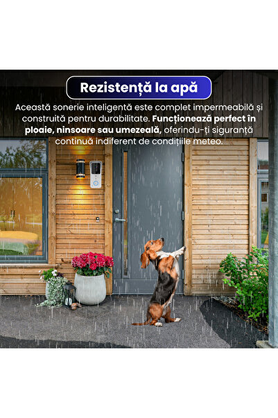 Spionescu Sonerie inteligentă cu cameră HD, vedere nocturnă IR, audio bidirecțional, detectare mișcare, control prin aplicație