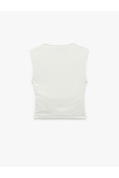 Koton New Season Sleeveless Crew Neck Slim Fit Draped Blouse