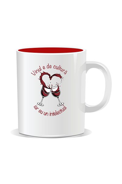 OEM Personalized mug with message for stylish drinkers, Wine is culture - Red interior