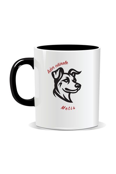 OEM Personalized mug with messages for dog lovers, I love mixed breed dogs - Black interior