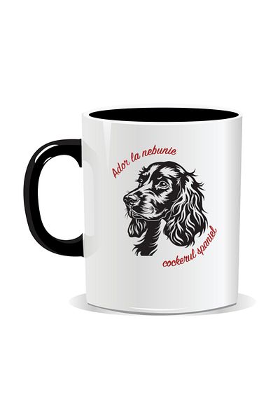 OEM Personalized mug with messages for dog lovers, I love cocker spaniels - Black interior