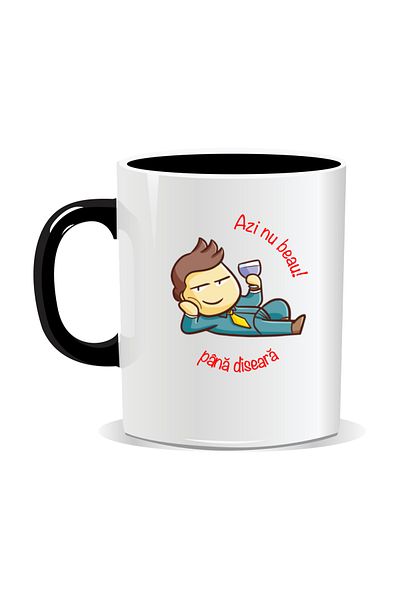 OEM Personalized mug with message for stylish drinkers, Today I won't drink until tonight - Black interior