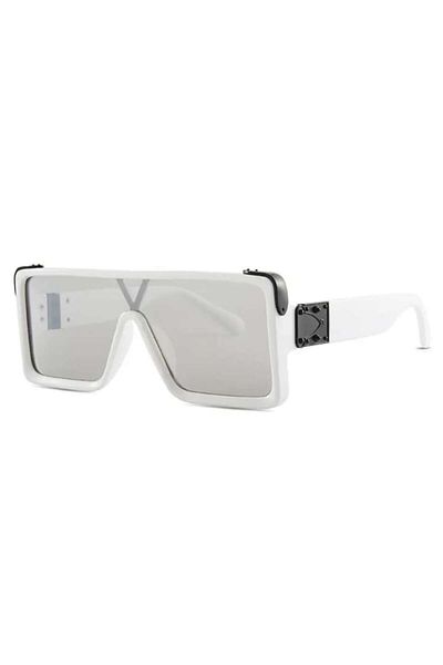 Tessero Shield Square Oversize Sunglasses, Unisex, UV400 Protection, Single Lens Model, White