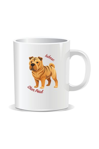 OEM Personalized mug with messages for dog lovers, I love Shar Pei - White interior