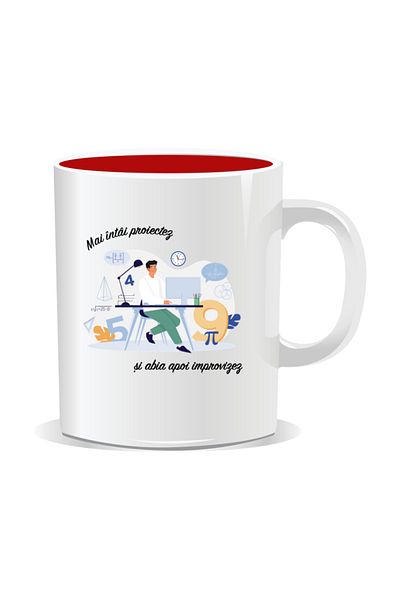OEM Personalized mug with messages for engineers, I design first - Red interior