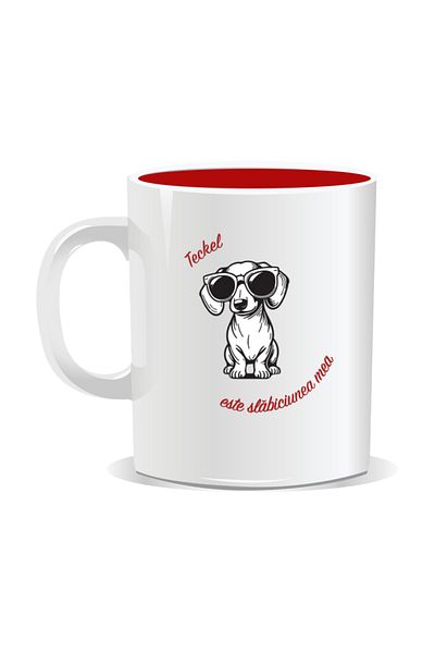 OEM Personalized mug with messages for dog lovers, Dachshund is my weakness - Red interior