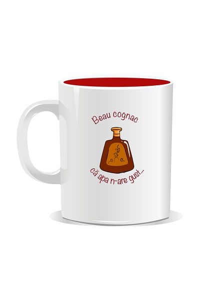 OEM Personalized mug with message for stylish drinkers, I drink cognac like water has no taste - Red interior