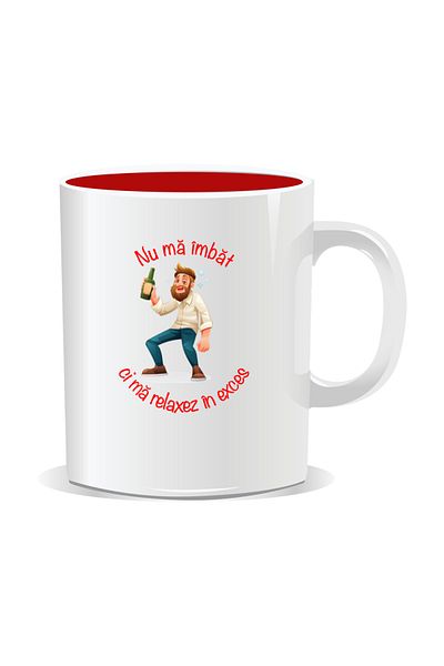 OEM Personalized mug with message for stylish drinkers, I don't get drunk - Red interior