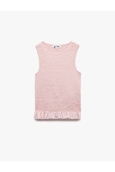 Koton New Season Crew Neck Ruffle Detailed Gipeli Cotton Tank Top