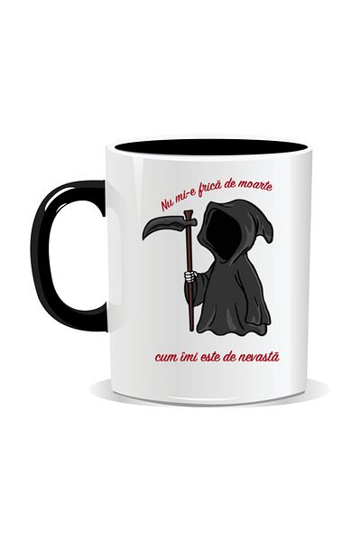 OEM Personalized mug with funny message, I'm not afraid of death, I'm afraid of my wife. Black interior.