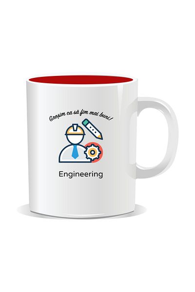 OEM Personalized mug with messages for engineers, We make mistakes to be better - Red interior