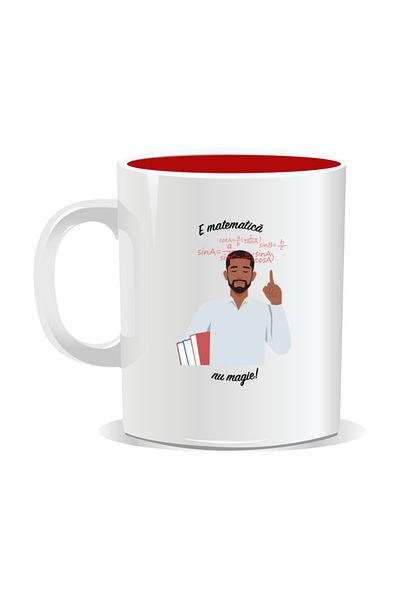 OEM Personalized mug with messages for engineers, It's math not magic - Red interior