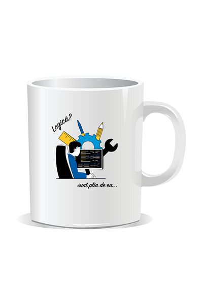OEM Personalized mug with messages for engineers, Logic? I'm full of it - White interior