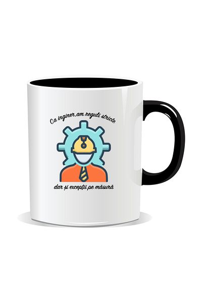 OEM Personalized mug with messages for engineers, As an engineer I have strict rules - Black interior