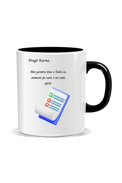 OEM Personalized mug with funny message, Dear Karma - Black interior