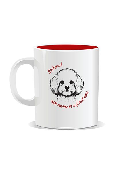 OEM Personalized mug with messages for dog lovers, Bichon is my soul - Red interior