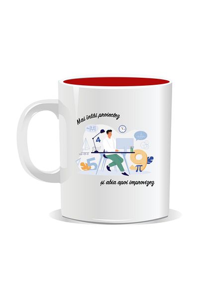 OEM Personalized mug with messages for engineers, I design first - Red interior