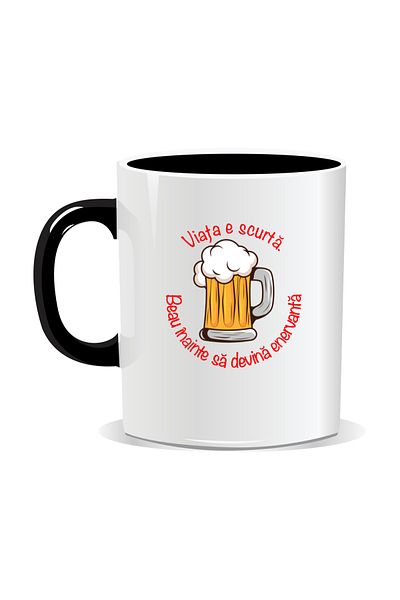 OEM Personalized mug with message for stylish drinkers, Life is short - Black interior