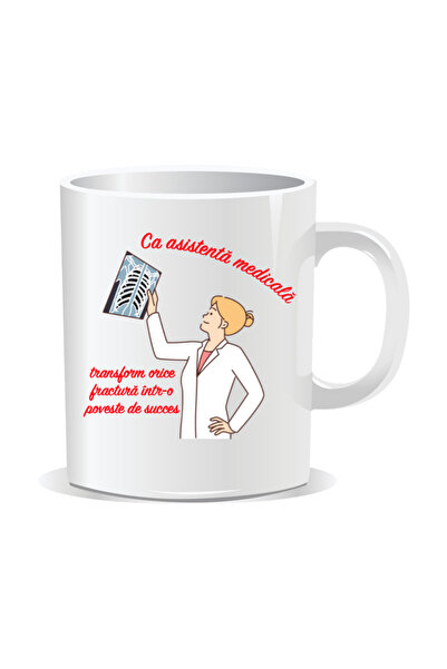 OEM Cana personalizata pentru asistente medicale, Transform orice fractura in succes - Interior alb