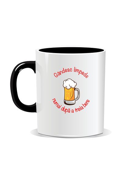 OEM Personalized mug with message for stylish drinkers, I think clearly - Black interior