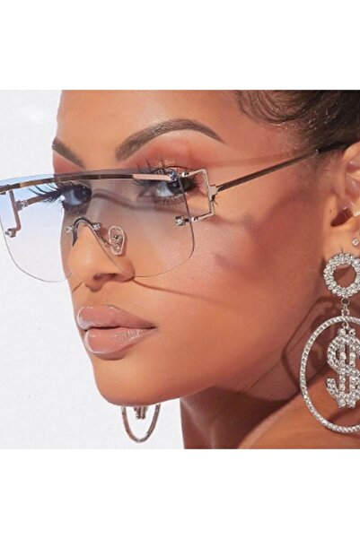 Tessero - Unisex sunglasses, blue and pink tinted lens, metal oversized frames, UV400, gold