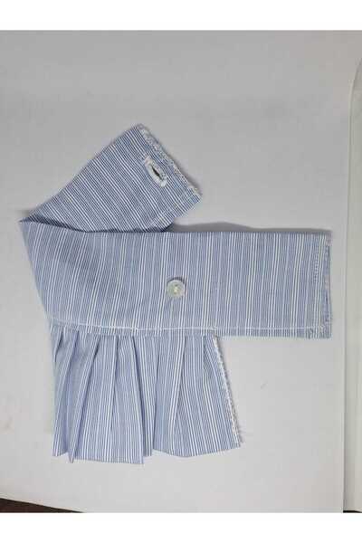 No Name Atelier Blue Pinstripe Stylish Oversleeve with Adjustable Buttons