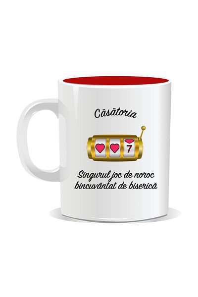 OEM Personalized mug with funny message, the only game of chance blessed by the church - Red interior