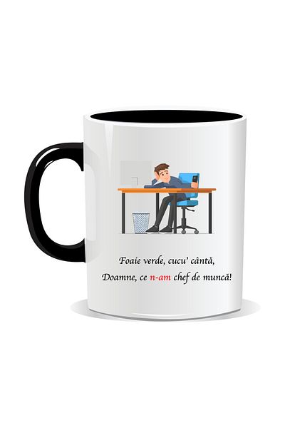 OEM Personalized mug with funny message, Green leaf cuckoo sings - Black interior