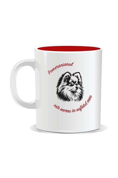 OEM Personalized mug with messages for dog lovers, Pomeranian - Red interior