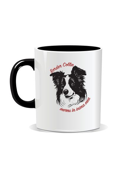OEM Personalized mug with messages for dog lovers, Border Collie - Black interior