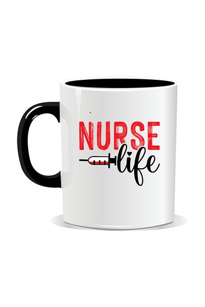 OEM Personalized mug for nurses, Nurse life - Black interior