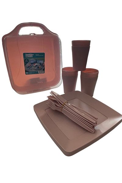BHR TEMİZLİK Baharhome-Picnic Set 32 Pieces 6-Person Glass Fork Spoon Flat Plate