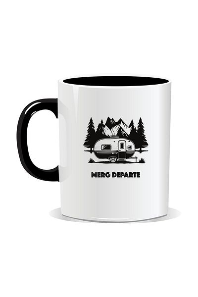 OEM Personalized mug with messages for campers, I'm going far - Black interior