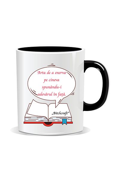 OEM Personalized mug with funny message, Bitchcraft - The art of annoying someone - Black interior