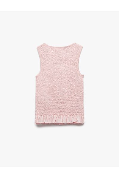 Koton New Season Crew Neck Ruffle Detailed Gipeli Cotton Tank Top