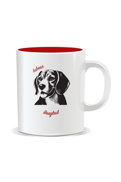 OEM Personalized mug with messages for dog lovers, I love beagle - Red interior