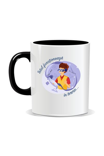 OEM Personalized mug with messages for engineers, Everything works...in theory - Black interior