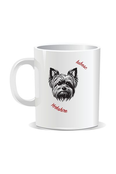 OEM Personalized mug with messages for dog lovers, I love Yorkshire - White interior